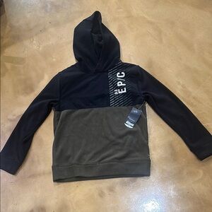 Xersion Two-Tone 'BE EPIC' Hooded Sweatshirt in Black & Olive
